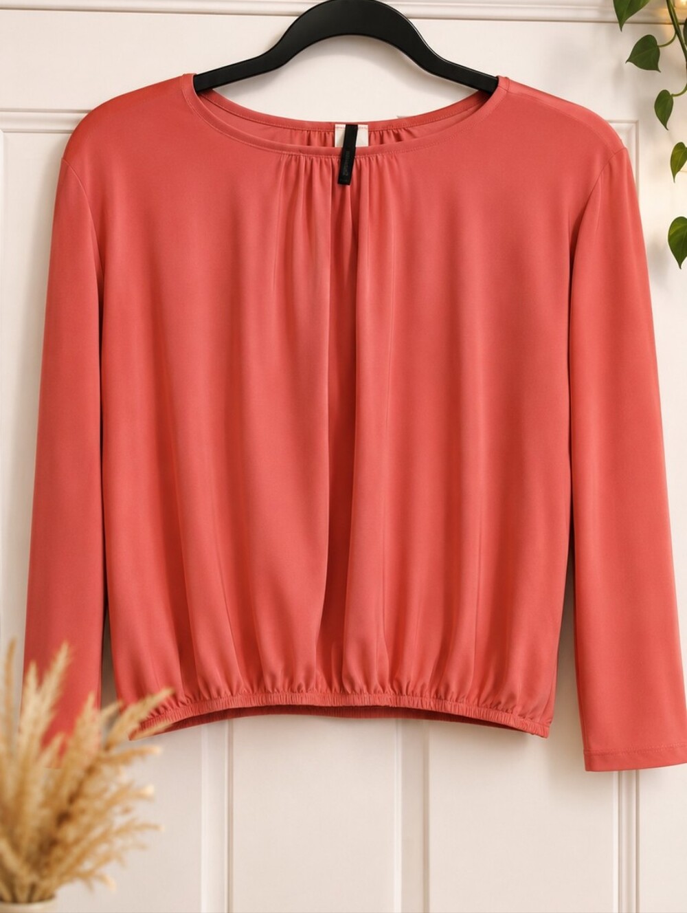 Solalafe Vibrant Coral Coastal Long Sleeve Crop Top Size 8